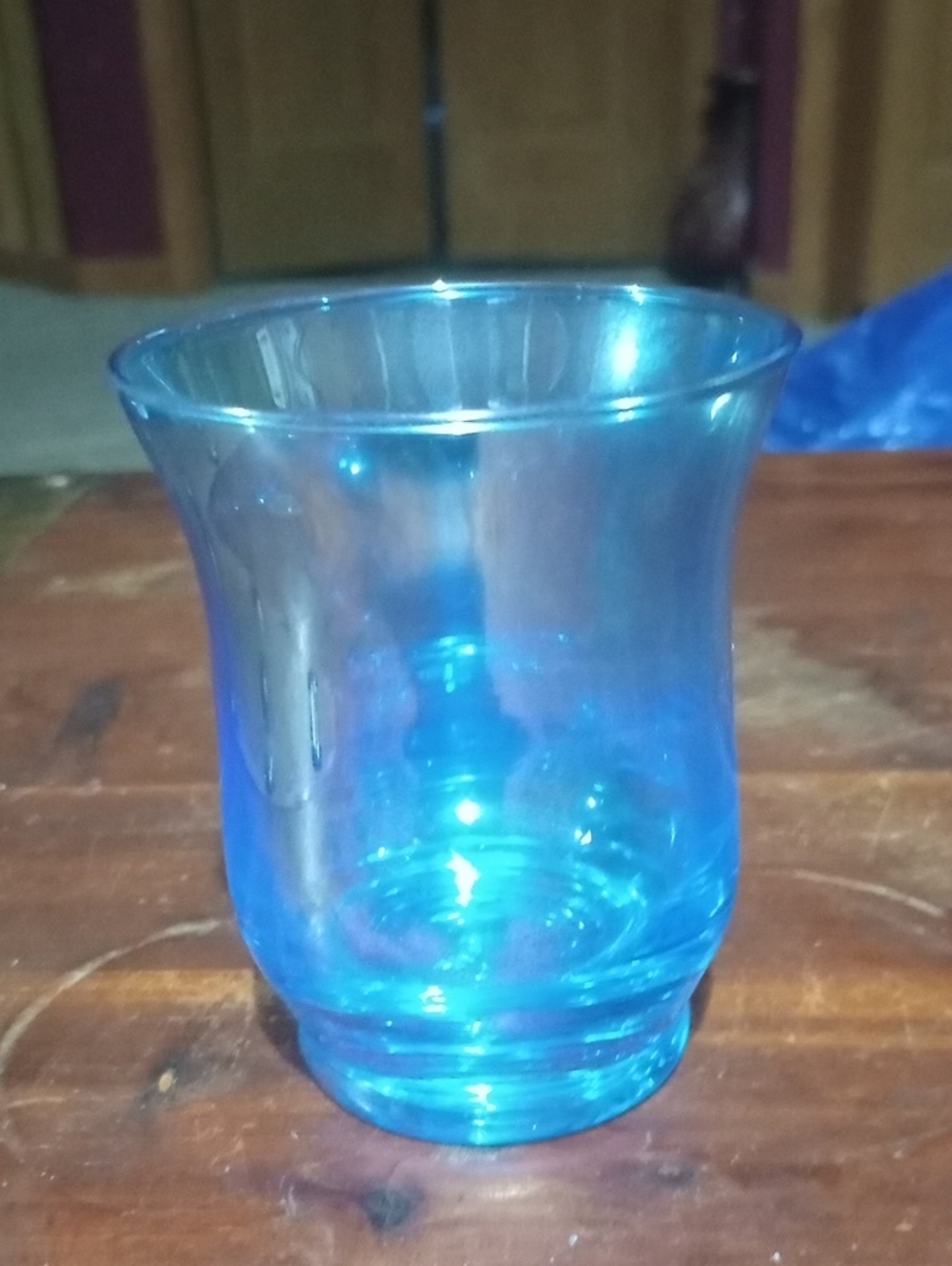 Blue Glass Candle Holder